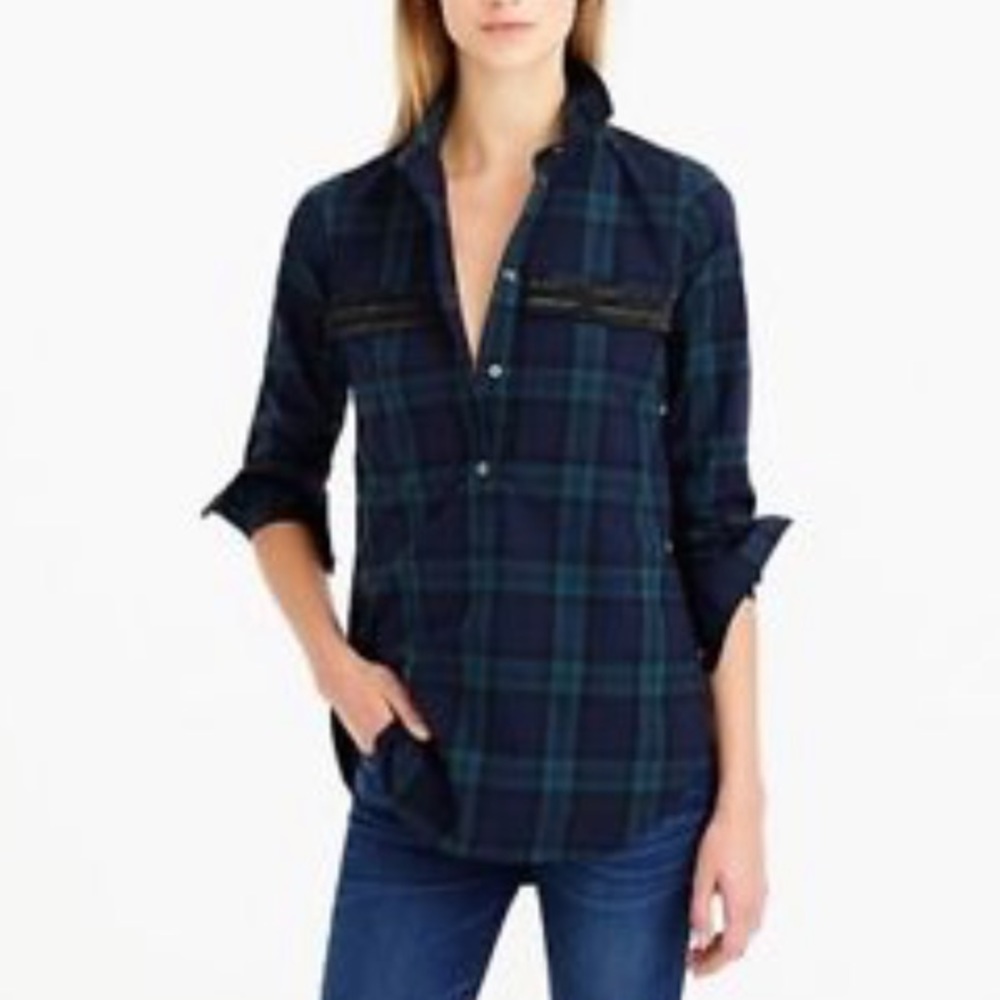 J Crew plaid shirt with chevron embellishment - Picture 1 of 8